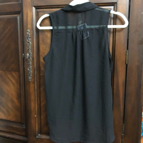 Black polyester button down see through shirt. - Picture 6 of 6